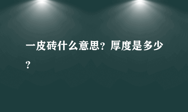 一皮砖什么意思？厚度是多少？