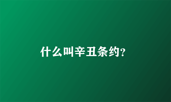 什么叫辛丑条约？