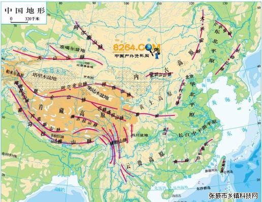 求图片：地理中国地形图(四大高原,三大平原,三大丘陵,四大盆地）