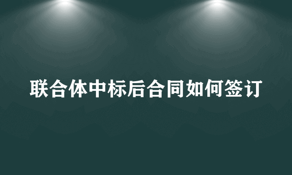 联合体中标后合同如何签订