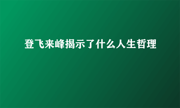 登飞来峰揭示了什么人生哲理