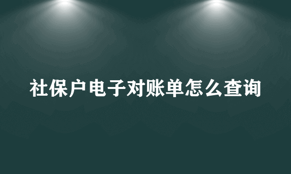 社保户电子对账单怎么查询