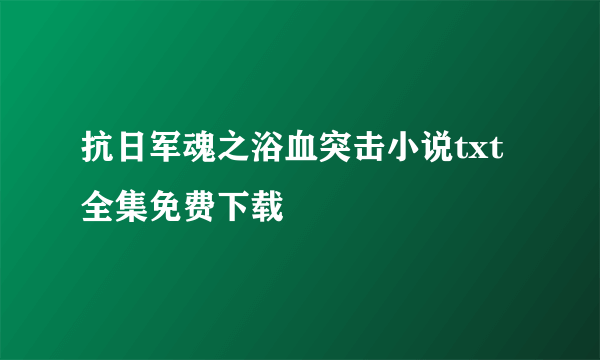 抗日军魂之浴血突击小说txt全集免费下载