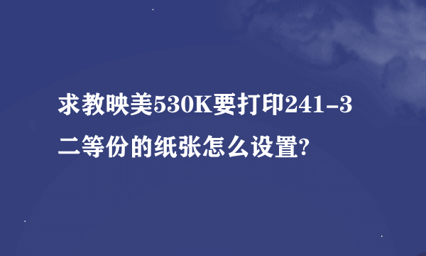 求教映美530K要打印241-3二等份的纸张怎么设置?