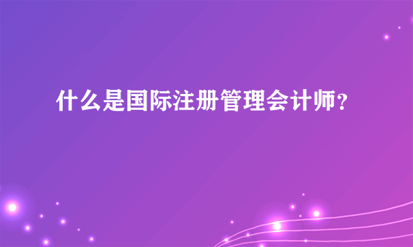 什么是国际注册管理会计师？