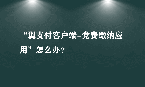 “翼支付客户端-党费缴纳应用”怎么办？