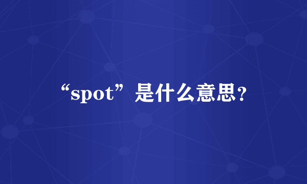 “spot”是什么意思？