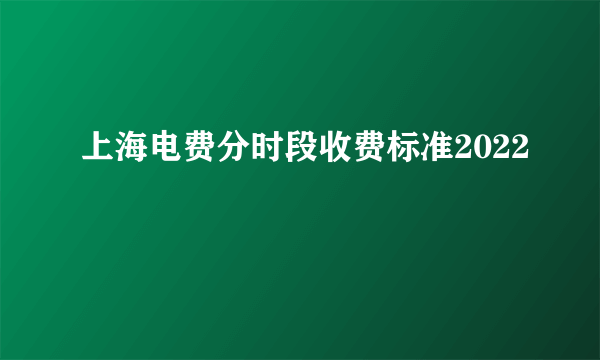 上海电费分时段收费标准2022