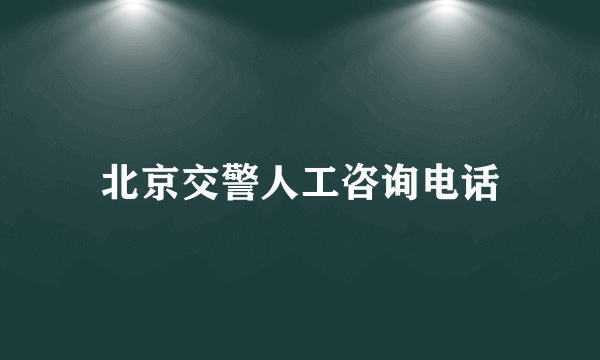 北京交警人工咨询电话