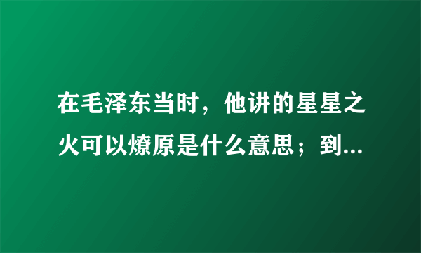 在毛泽东当时，他讲的星星之火可以燎原是什么意思；到底有什么具体含义，要深一点的含义