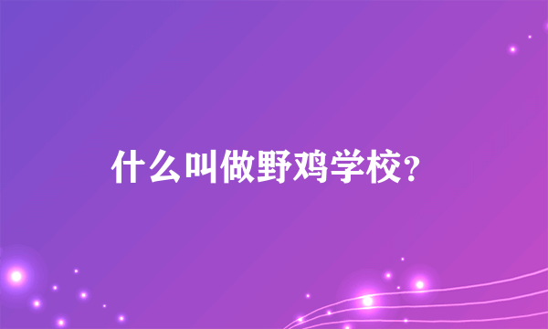 什么叫做野鸡学校？