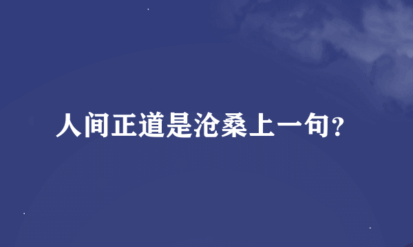 人间正道是沧桑上一句？