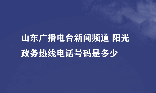 山东广播电台新闻频道 阳光政务热线电话号码是多少