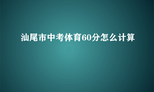 汕尾市中考体育60分怎么计算