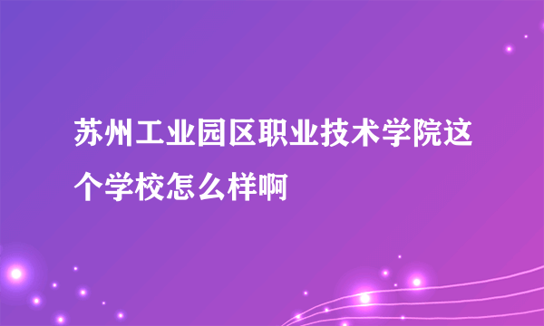 苏州工业园区职业技术学院这个学校怎么样啊