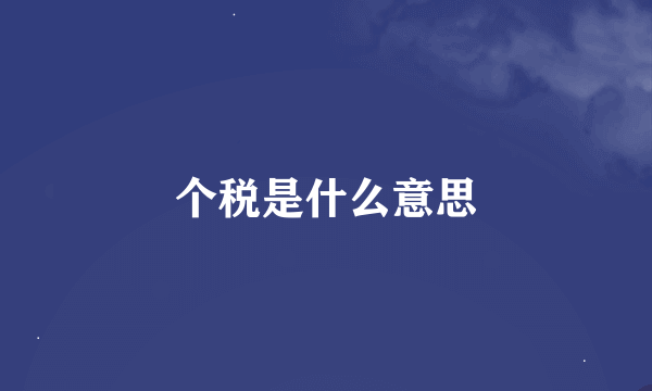 个税是什么意思