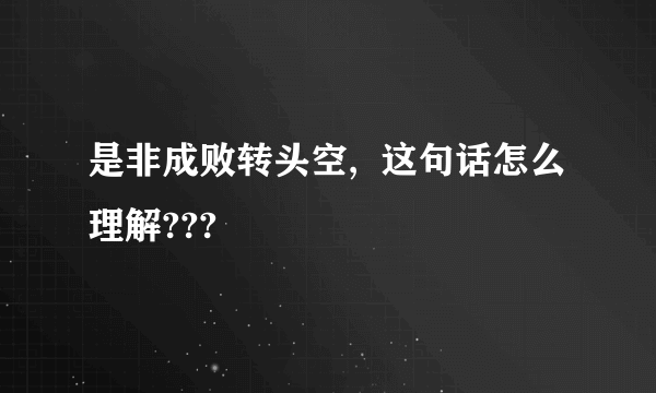 是非成败转头空,  这句话怎么理解???