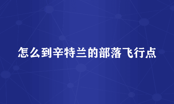 怎么到辛特兰的部落飞行点