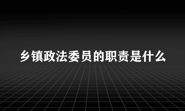 乡镇政法委员的职责是什么