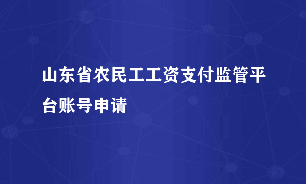 山东省农民工工资支付监管平台账号申请