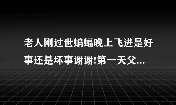 老人刚过世蝙蝠晚上飞进是好事还是坏事谢谢!第一天父亲打下来4只，次日又来一只，我抓住了丢到了窗外！