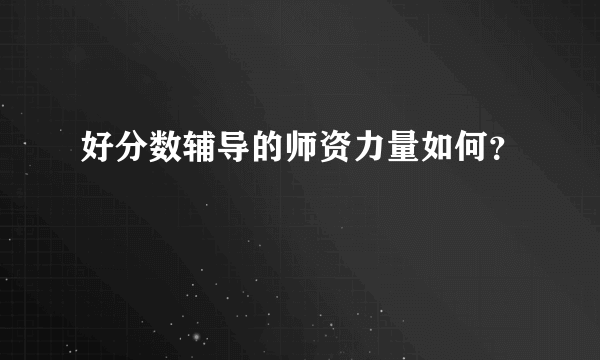 好分数辅导的师资力量如何？