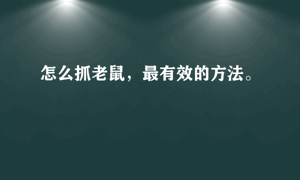 怎么抓老鼠，最有效的方法。