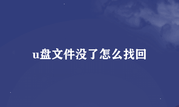 u盘文件没了怎么找回