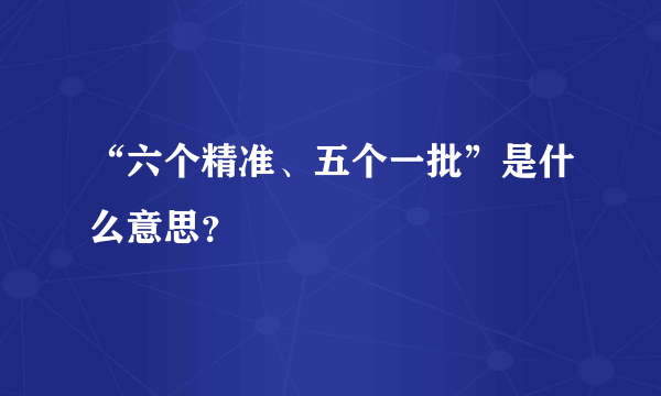 “六个精准、五个一批”是什么意思？