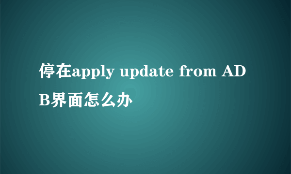 停在apply update from ADB界面怎么办