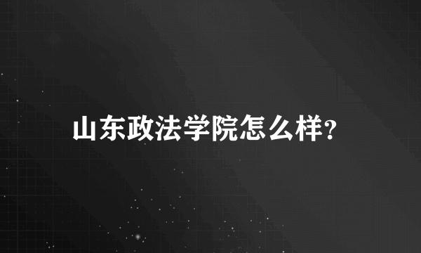 山东政法学院怎么样？