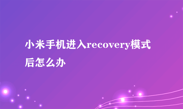 小米手机进入recovery模式后怎么办