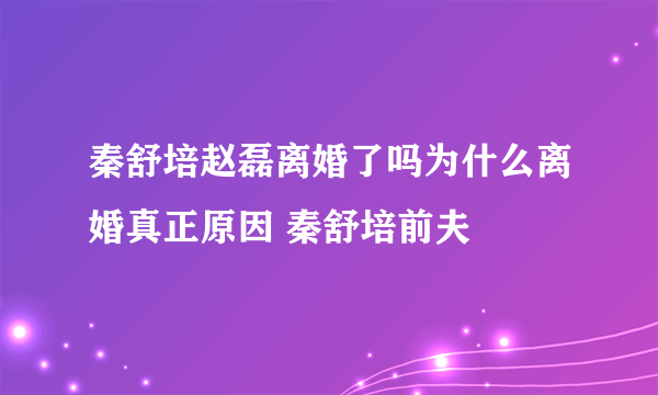 秦舒培赵磊离婚了吗为什么离婚真正原因 秦舒培前夫