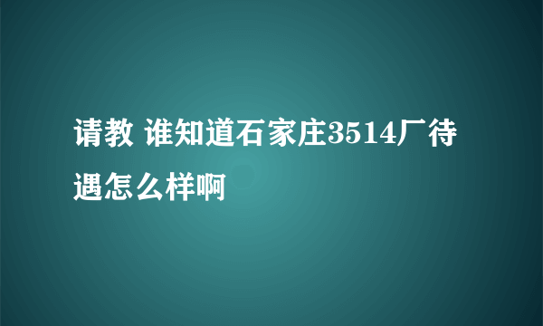 请教 谁知道石家庄3514厂待遇怎么样啊