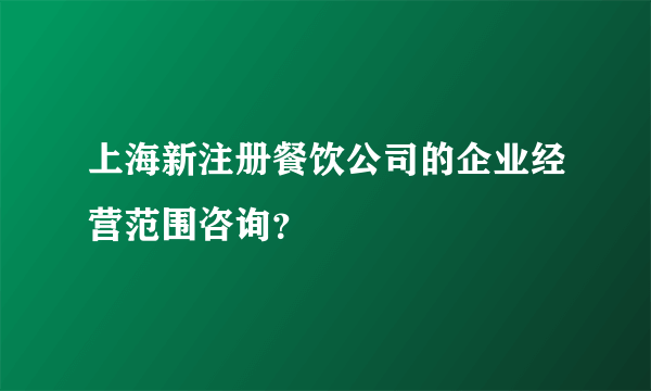 上海新注册餐饮公司的企业经营范围咨询？