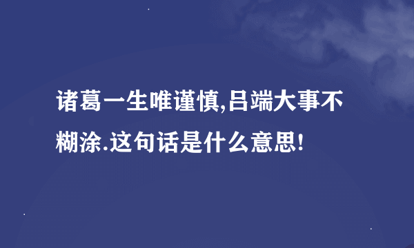 诸葛一生唯谨慎,吕端大事不糊涂.这句话是什么意思!