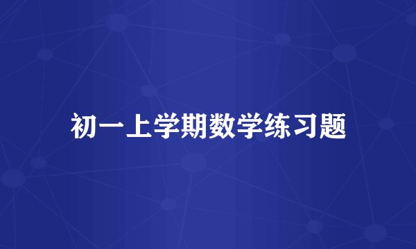 初一上学期数学练习题