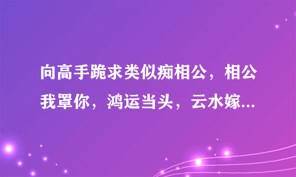 向高手跪求类似痴相公，相公我罩你，鸿运当头，云水嫁衣，我的傻男人，四月一日，定义独一无二等的小说