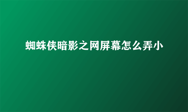 蜘蛛侠暗影之网屏幕怎么弄小