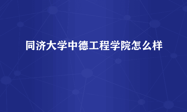 同济大学中德工程学院怎么样