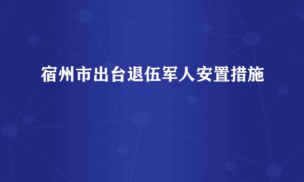 宿州市出台退伍军人安置措施