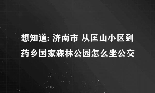 想知道: 济南市 从匡山小区到药乡国家森林公园怎么坐公交