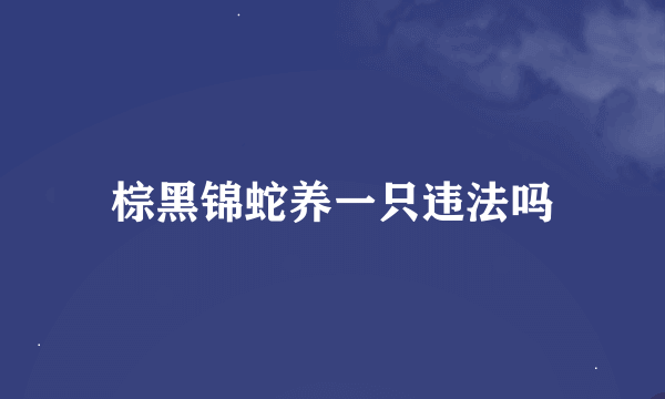 棕黑锦蛇养一只违法吗