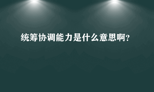 统筹协调能力是什么意思啊？