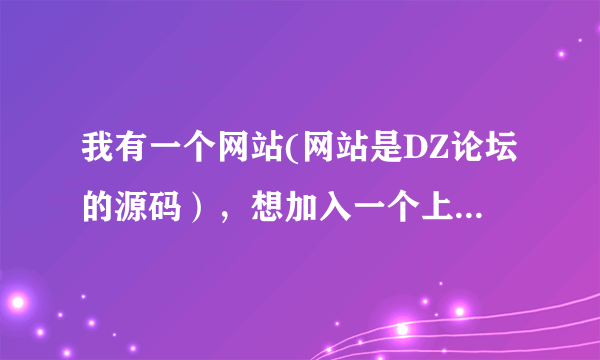 我有一个网站(网站是DZ论坛的源码），想加入一个上传功能的源码，应该怎么做