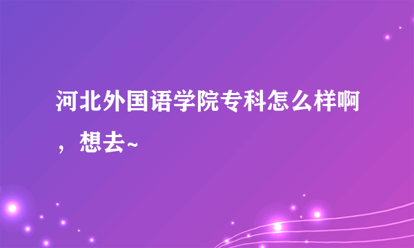 河北外国语学院专科怎么样啊，想去~