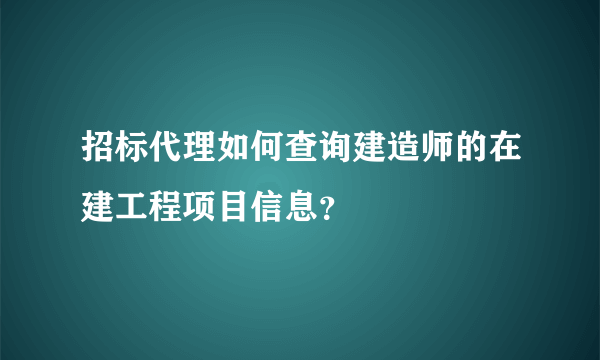 招标代理如何查询建造师的在建工程项目信息？