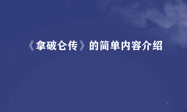 《拿破仑传》的简单内容介绍