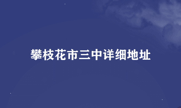 攀枝花市三中详细地址