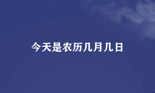 今天是农历几月几日